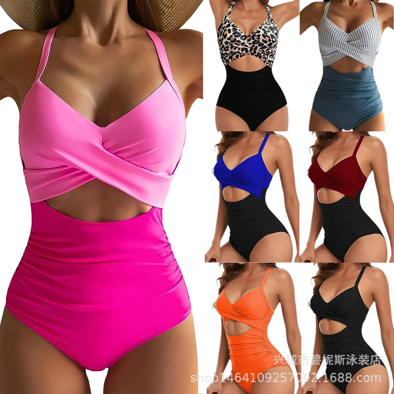 

Swimwear One PIece Swimsuit Women 2023 New Sexy Hollow Out Halter Monokini Bathing Suit Female Swimming Beach Wear Summer