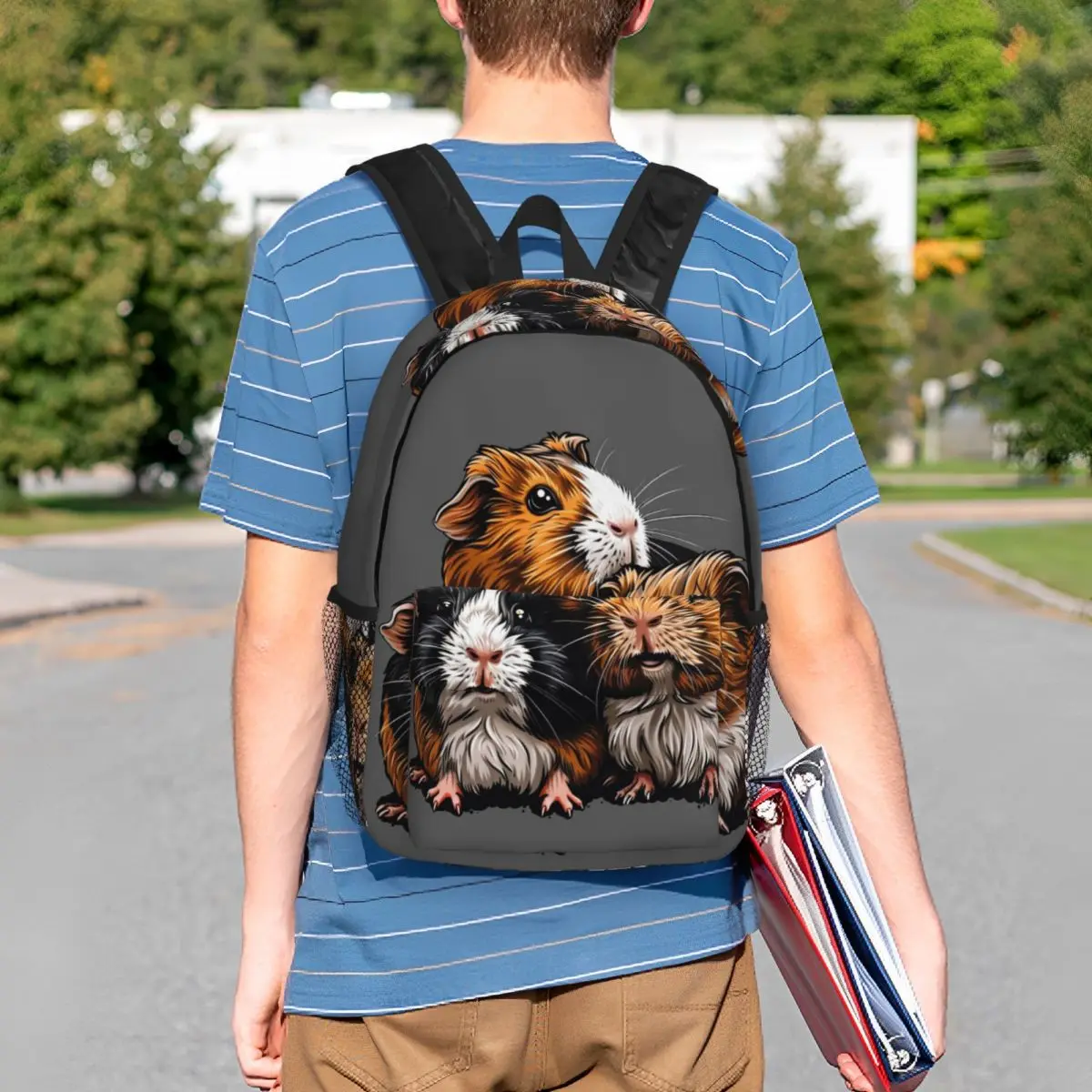 Chic Guinea Pig Pyramid Backpack Student BookBag Children School Bag Laptop Shoulder Bags for Boys Girls