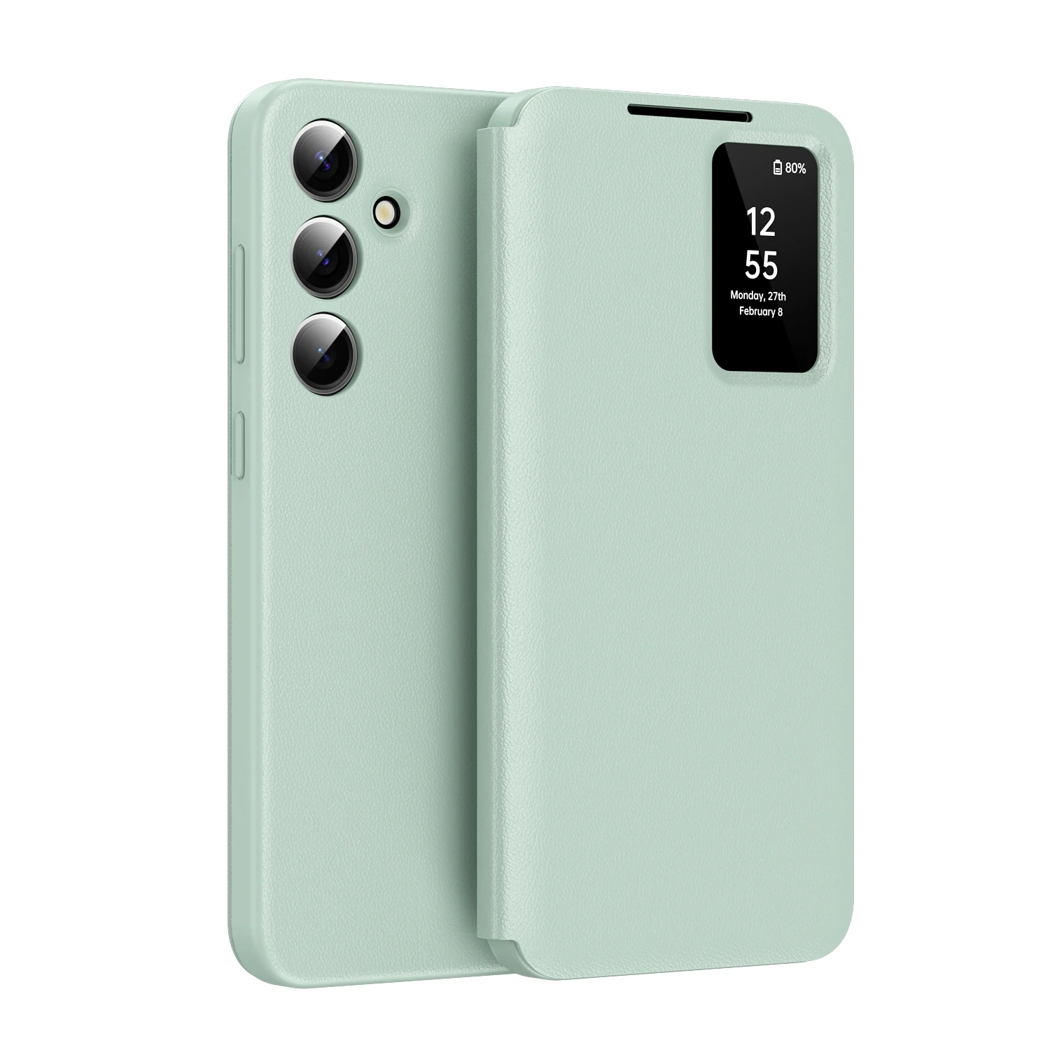 Originele Premium Lederen Portemonnee Kaarthouder Flip Case voor Samsung A57 A37 A17 A56 Wake Up/Sleep Smart Display Transparant Venster Cover