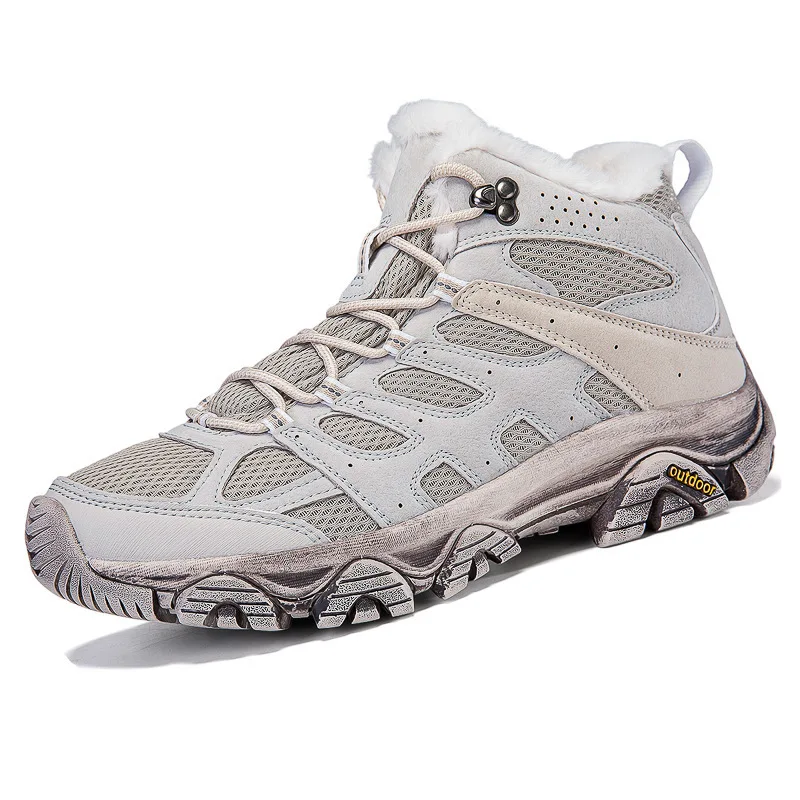 Winter Snow Boots Women Warm Comfortable Plush Flat Anti-slip High-top Boots Women Durable Casual Breathable Hiking Boots Men