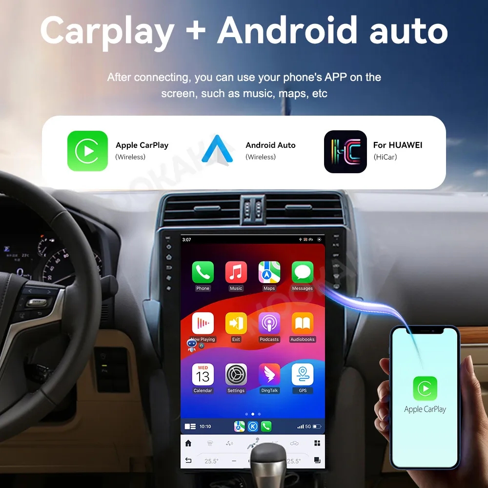 16 Inch Screen Car Radio For Toyota Prado 2018-2020 Android GPS Navigation Multimedia Video Player Stereo Receiver Head Unit