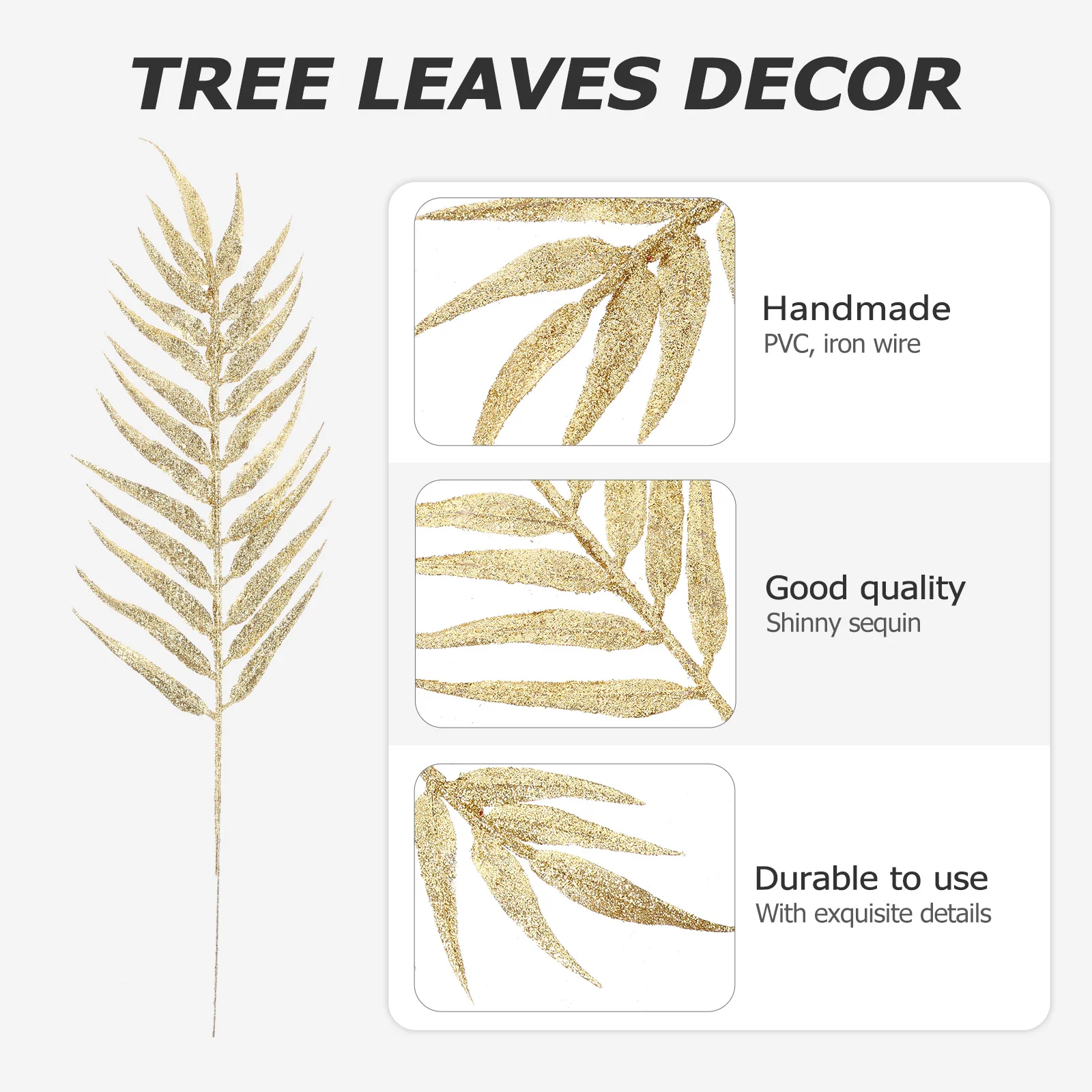 

5Pcs Christmas Leaves Ornaments Glitter Artificial Xmas Tree Decoration Farmhouse Home Party Decorative Leaves Branches