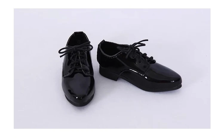 Sapatos de couro preto para crianças, brinquedo artesanal, sapatos de boneca, lace up, D09-P297, 1,4, MSD, IP, DBD, BJD, 1 par