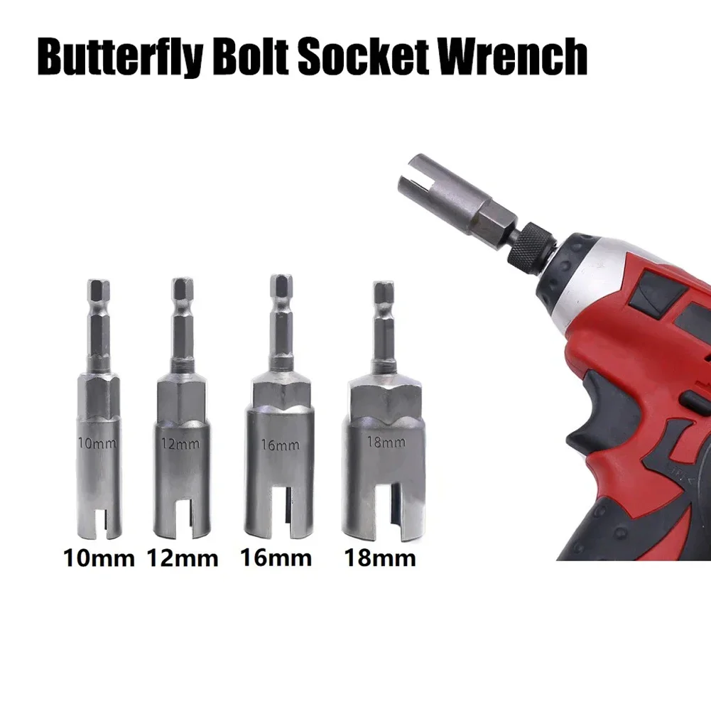

4pcs Slotted Butterfly Hole Socket Wrench 1/4 Hexagonal Handle Electric Screwdriver Bolt Nut Socket Adapter Power Tool