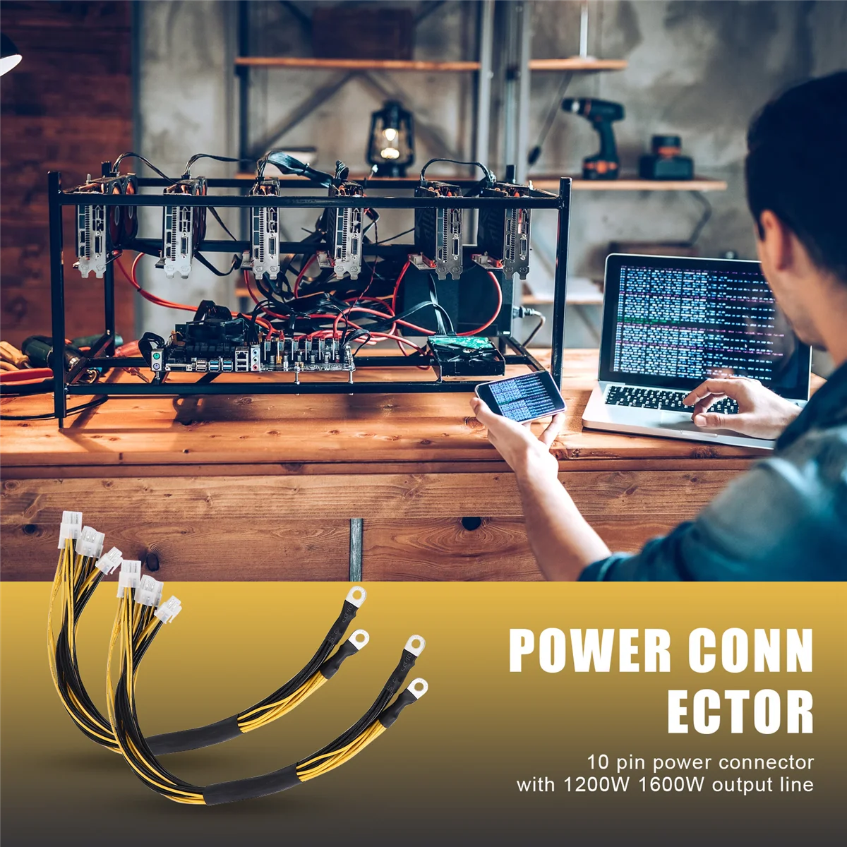 BISM1 1200 واط 1600 واط سلك الإخراج جديد 10 دبوس PCIE قوى موصل ل Bitmain Antminer APW7 + APW3 PSU L3 D3