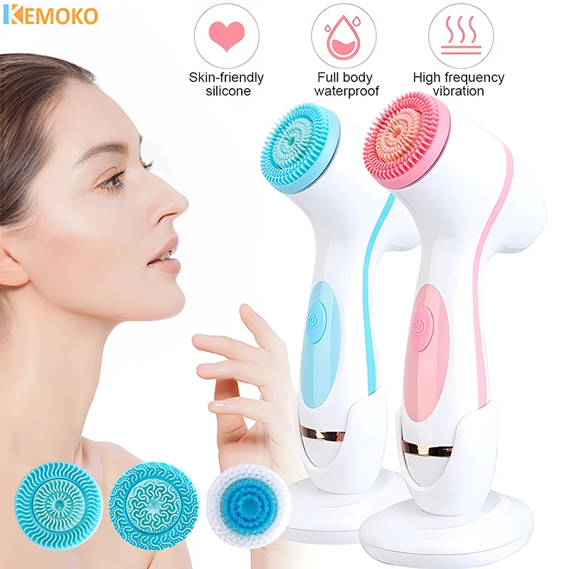 

3in1 Electric Face Cleansing Brush Sonic Blackhead Exfoliating Silicone Face Cleaner Skin Tightening Massage Home Beauty Care