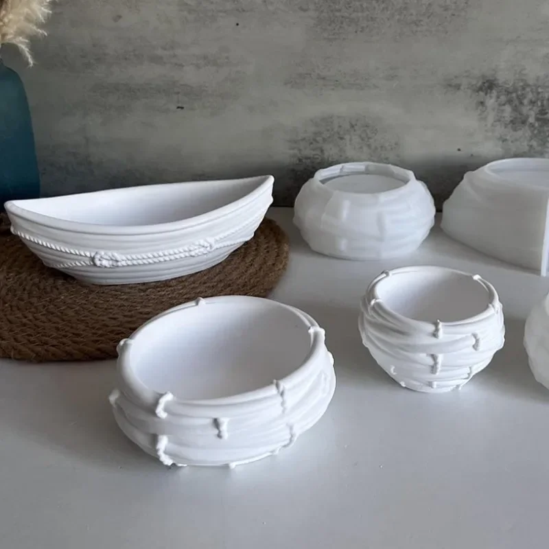 Lina konopna Świeca do łodzi Kubek Silikonowa forma DIY Gniazdo ptaka Gipsowa miska do przechowywania Dekoracyjna taca na biżuterię Ozdoba Forma z żywicy Wystrój domu