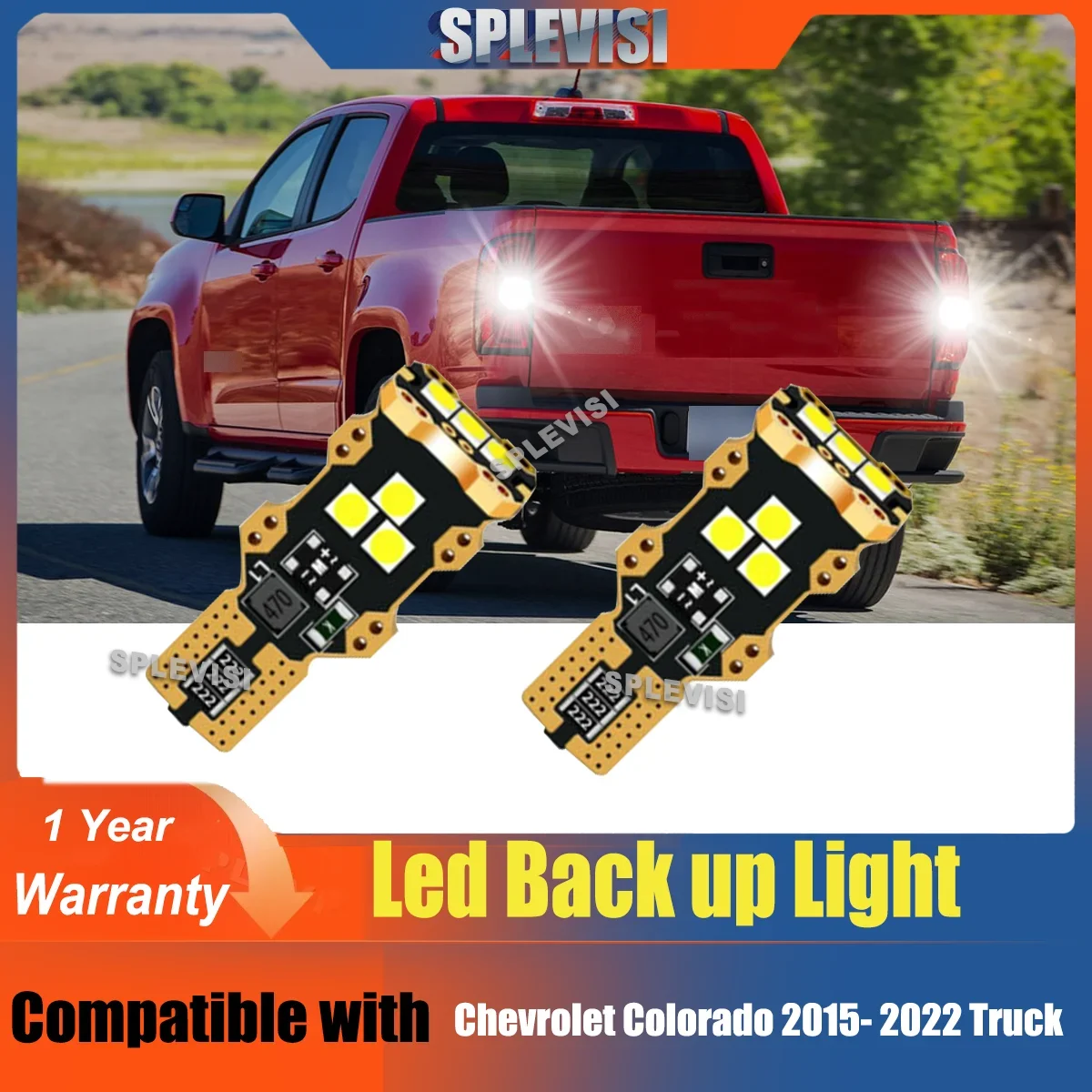 2Pc T15 921 LED Backup Reversing Lights 6000K White Bulbs For Chevrolet Colorado 2015 2016 2017 2018 2019 2020 2021 2022 Truck