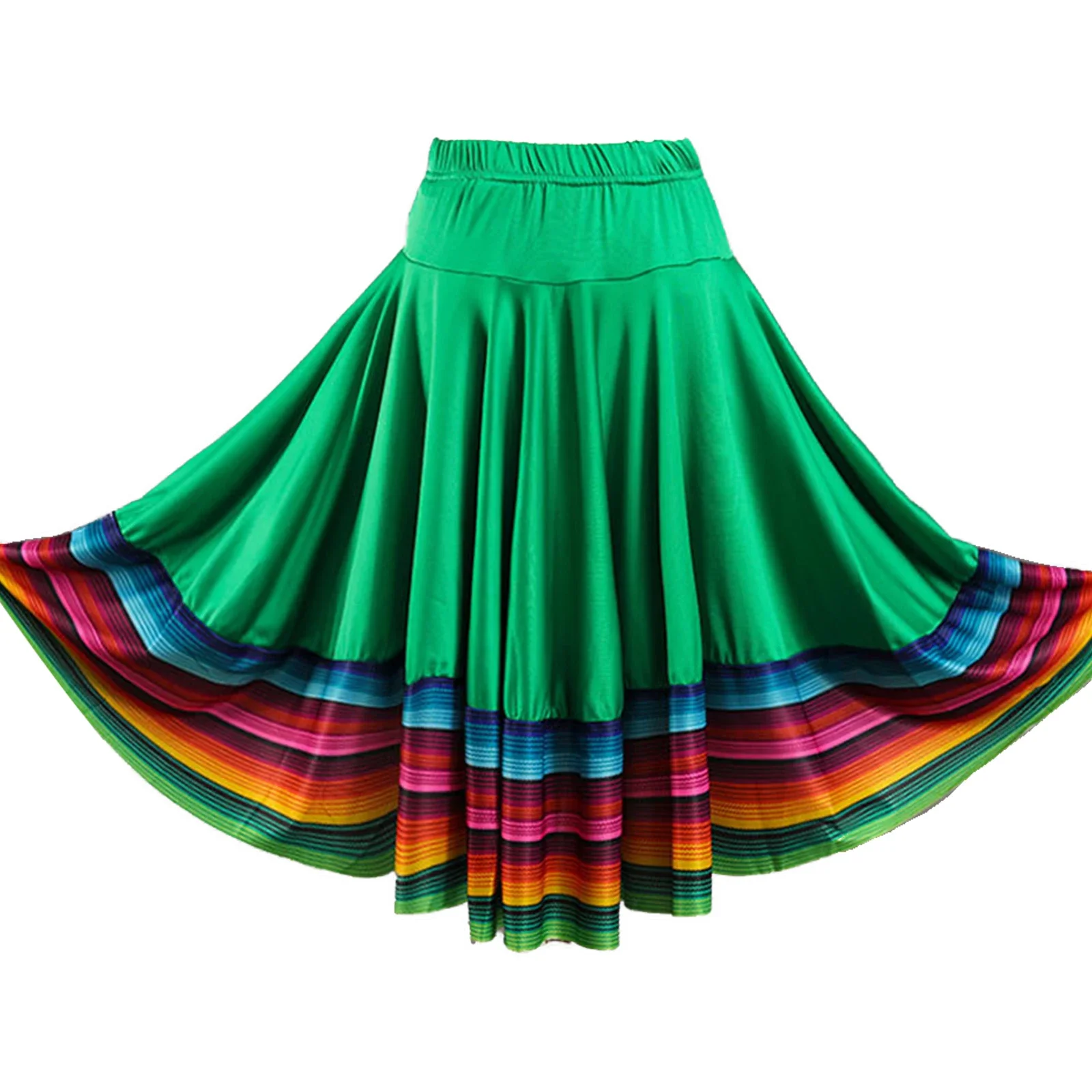 Womens Folklorico Dance Skirt Spanish Flamenco Colorful Big Swing Long Skirts Folkloric Mexican Folk Dance Performance Costume