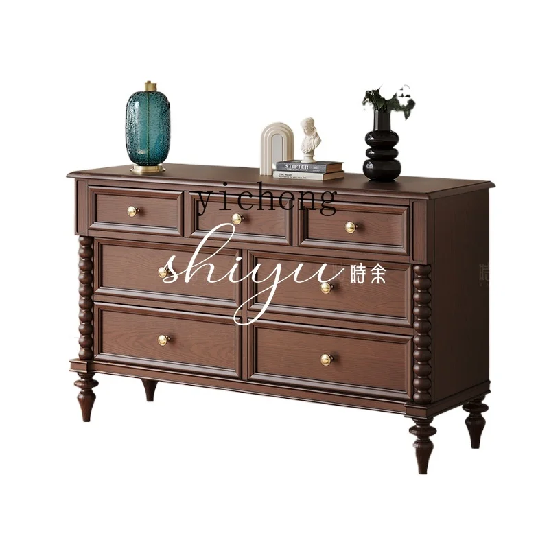 

ZK dressing locker American seven-chest cabinet solid wood bedroom storage antique living room cabinet