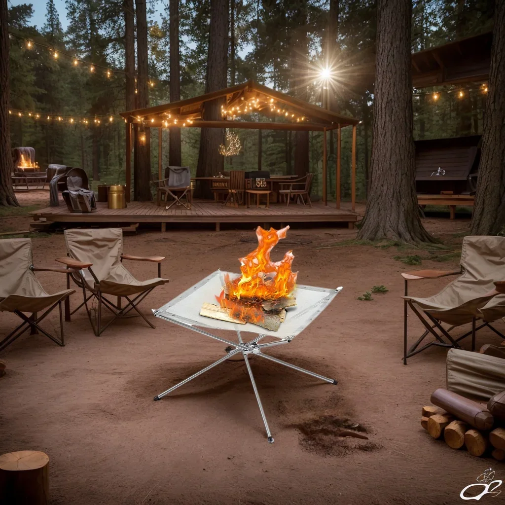 Portable Outdoor Fire Pit Collapsible Steel Mesh Stand Wood Heater Camping Stove Shelf for Backyard Garden