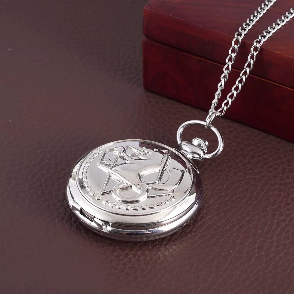 Seahorse pocket Watch Large animated Seahorse retro silver pocket watch with white Roman pocket watch necklace