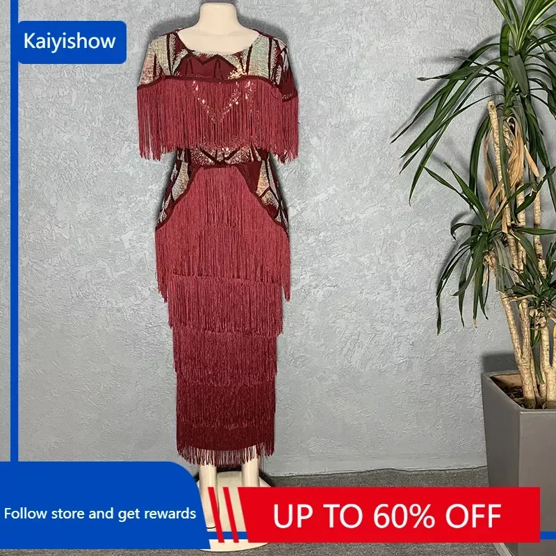 

Elegant Party Dresses For Women 2023 Summer Tassel Bodycon Maxi Robe Dashiki African Clothing Birthday Wedding Gowns Clothing