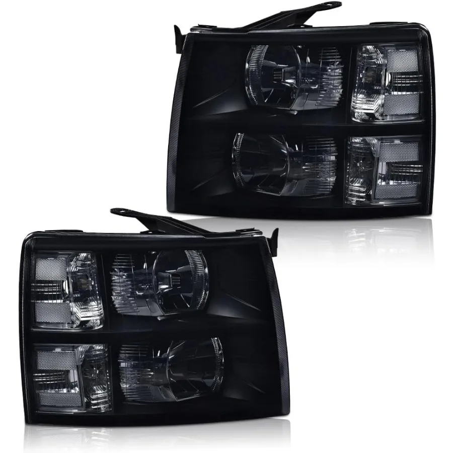 

Фара в сборе, совместимая с моделями Chevy Silverado 1500 2500 3500 HD 2007 года, хромированный корпус, фара с дымчатым корпусом