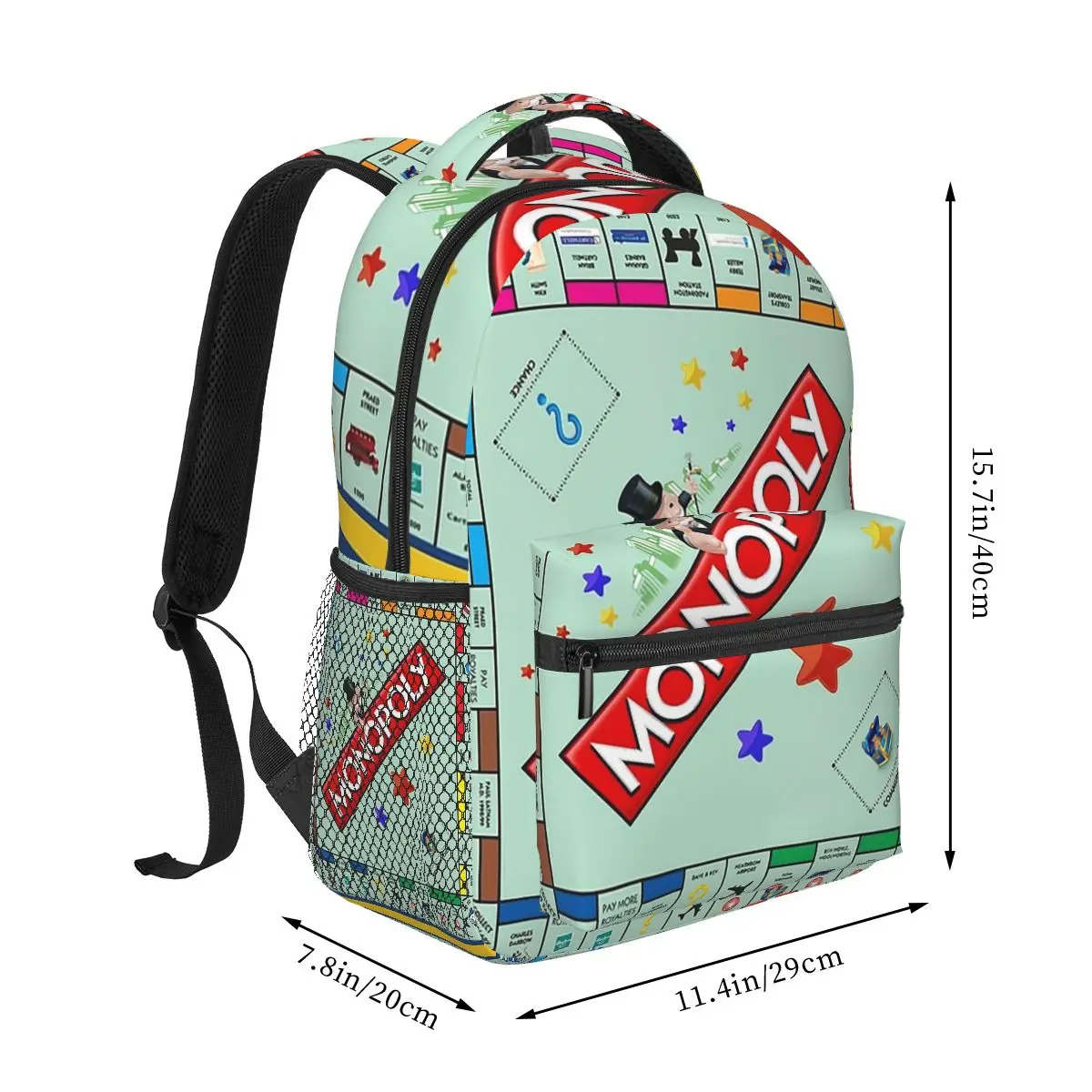 Monopoly Board Game Classic Backpacks Boys Girls Bookbag Children School Bags Laptop Rucksack Shoulder Bag Large Capacity