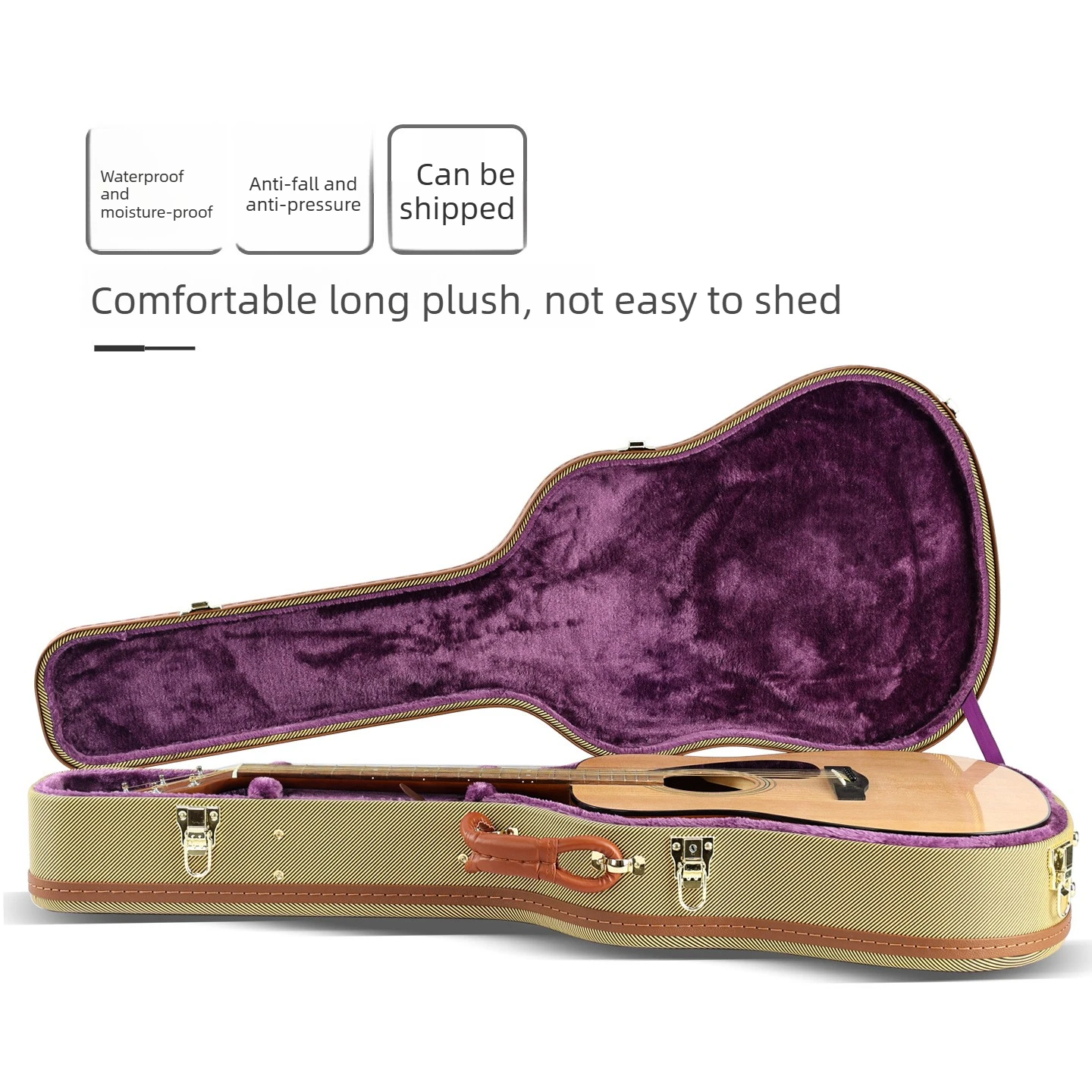 Guitar Case 40 41 Inch Waterproof Acoustic Guitar Bag Fleece Padded Instrument Backpack Pressure Resistant Instrument Bag