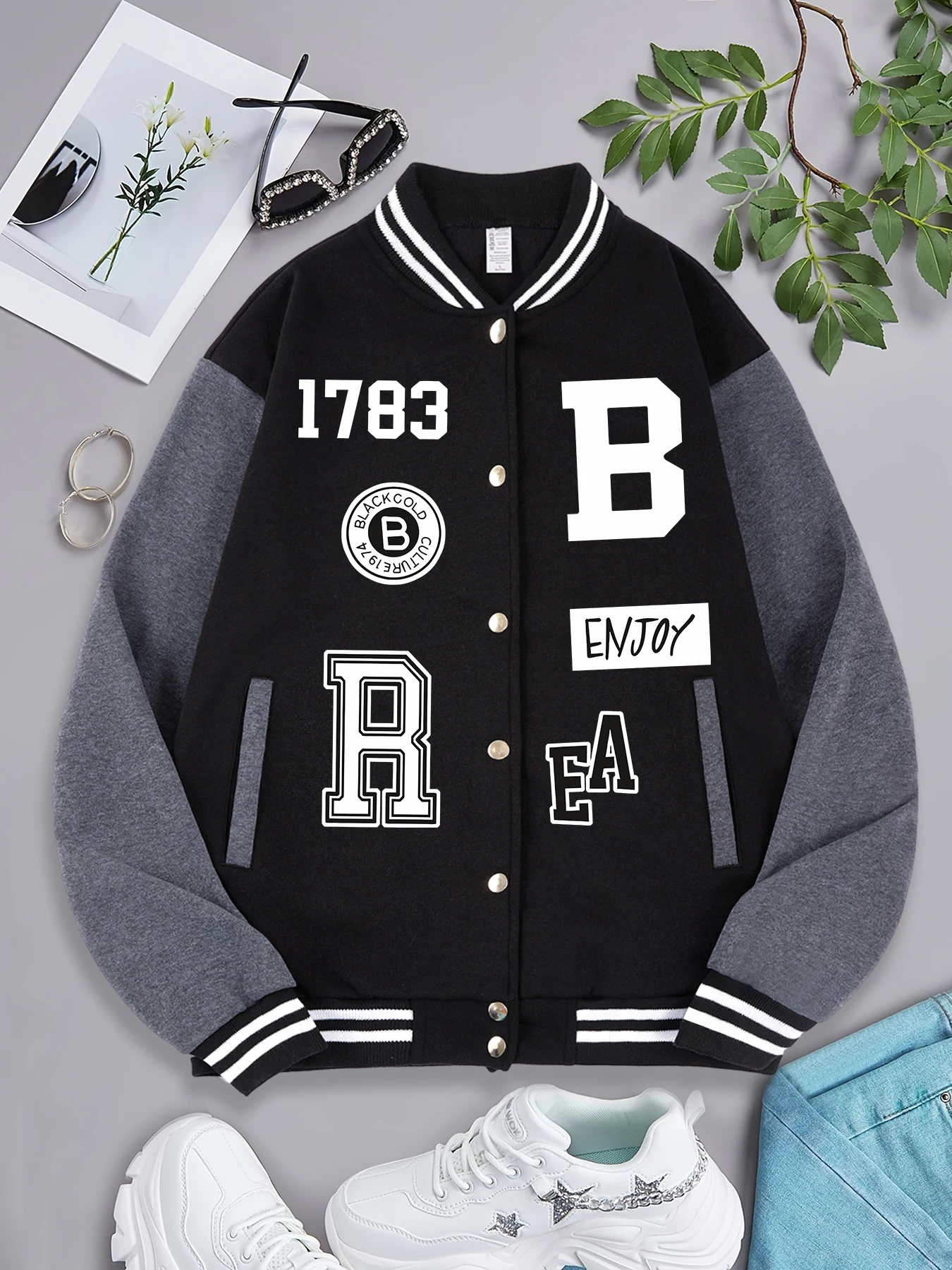 Hip Hop Letter Prints Jackets Women Winter Fleece Baseball Uniform Personality Street Casual Jacket Warm Soft Womans Clothing