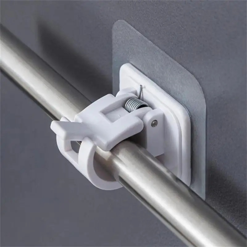 Self Adhesive Curtain Hanging Rod Brackets Organized Pole Holders Bathroom Room Towel Bar Hook Support Clamps