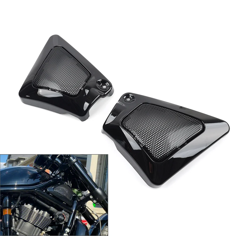 Motorcycle Airbox Side Intake Guard Neck Frame Cover 1 Pair For Harley V-Rod Night Rod Plastic Black