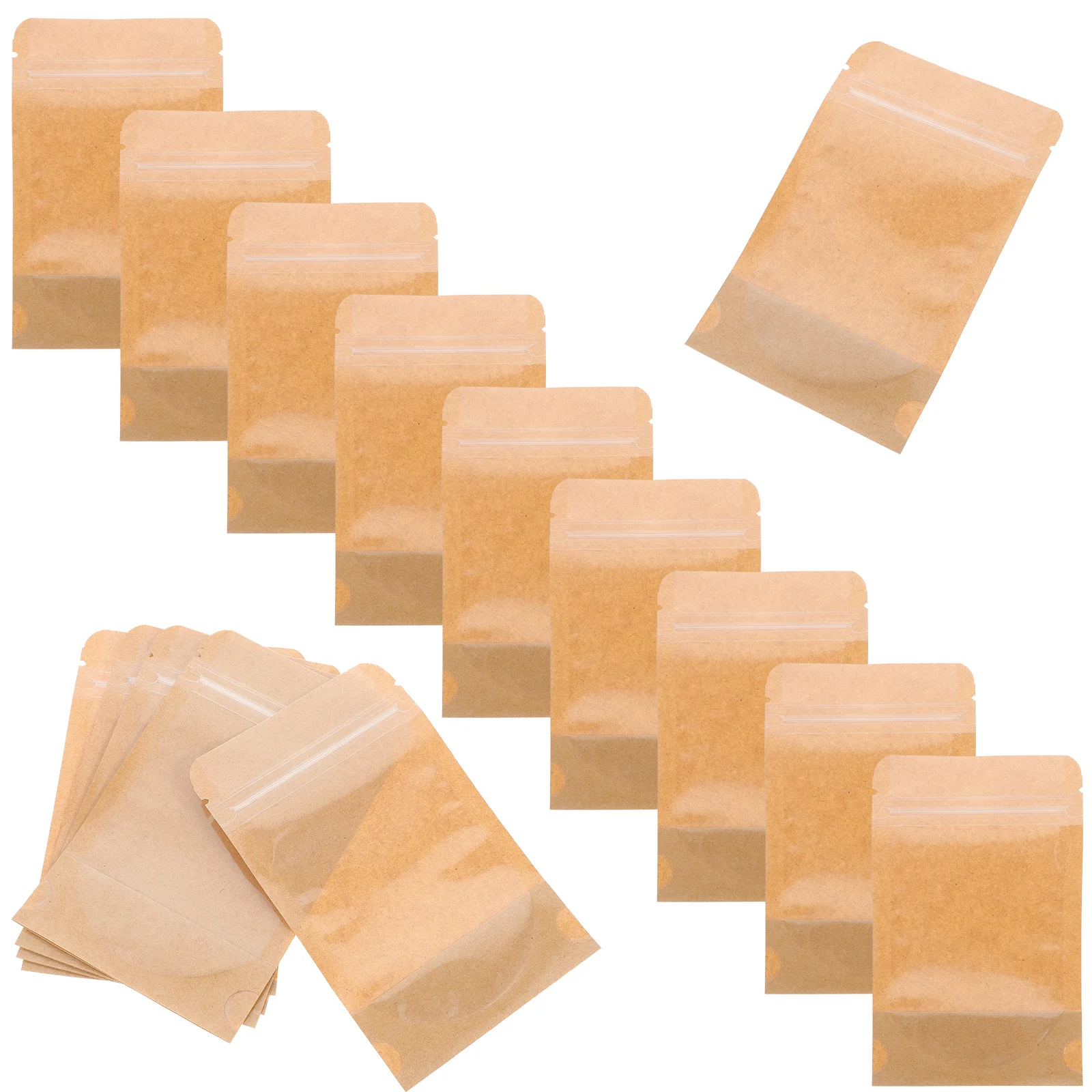 

50Pcs Kraft Bags Thickened Resealable Food Pouch Airtight Portable Storage Bag for Coffee Tea Sugar Snack Multipurpose Small