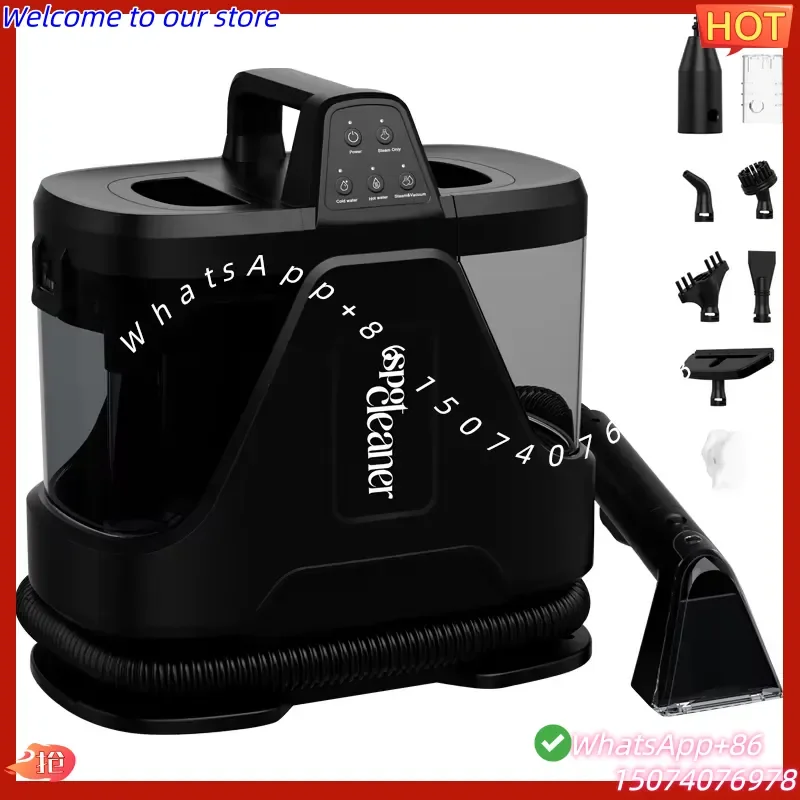 2026New Steam Fabric Cleaning Machine Handheld Carpet Sofa Upholstery Cleaner Wet Dry Vacuum with Brush Attachment