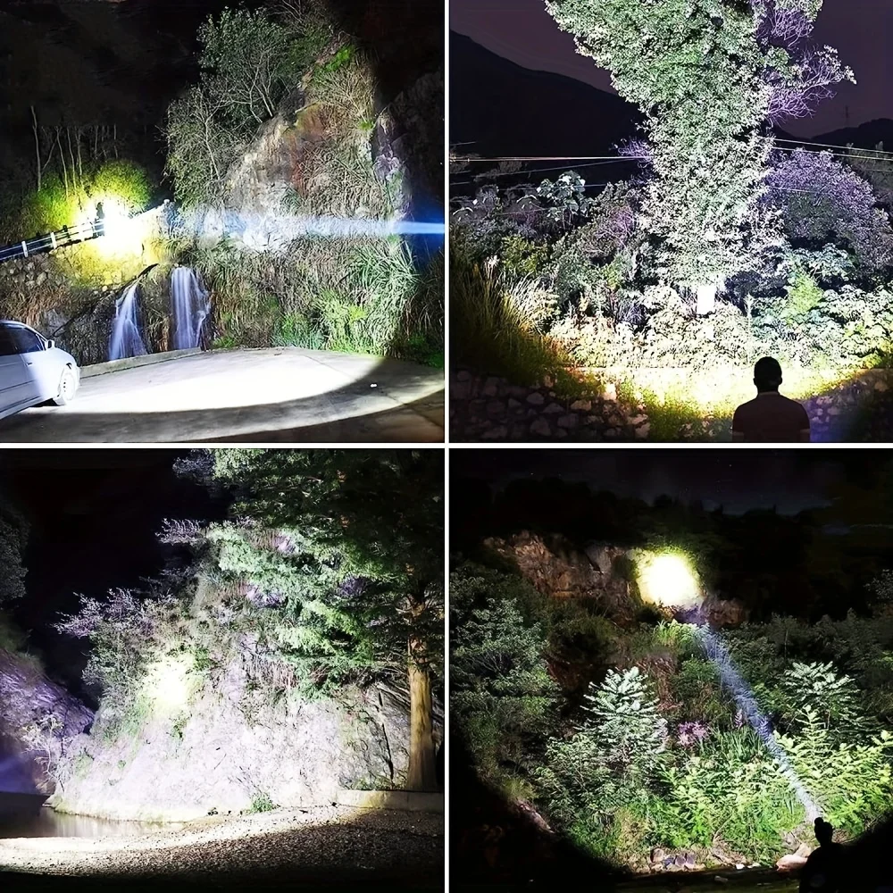 Torcia con faretto a LED luminoso ad alti lumen, faretto ricaricabile, torcia portatile da esterno con pannelli solari per il campeggio