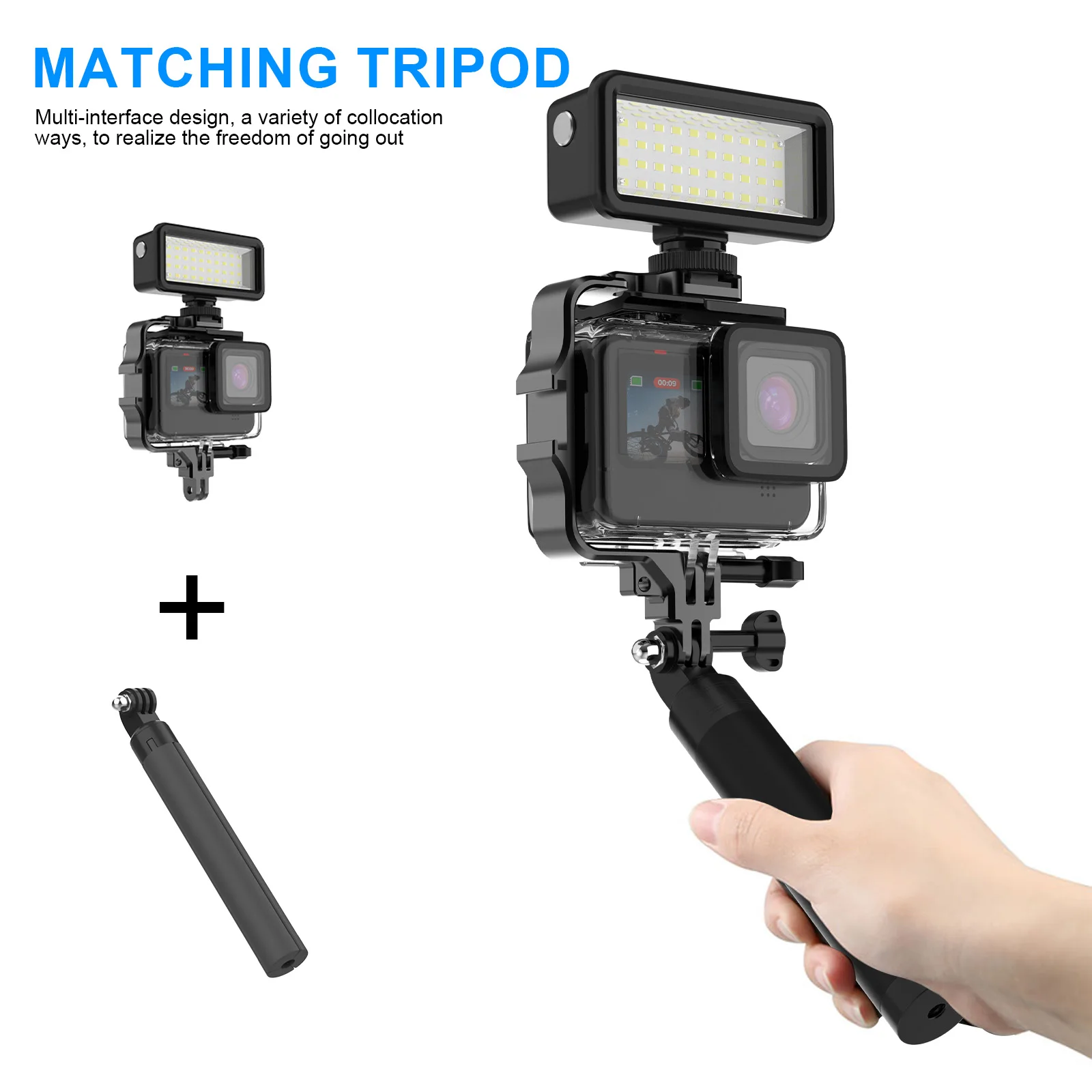 Marco de Metal con soporte de zapata fría para GoPro Hero 11 10 9 8 7 Dji Action 3, accesorios de cámara, soportes para iluminación, palo de micrófono