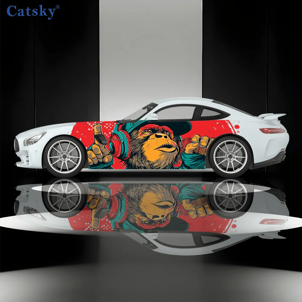 

Наклейки с рисунком обезьян в стиле хип-хоп/декоративные наклейки из ПВХ для кузова автомобиля/боковины двери - универсальные, подходят для всех автомобилей, виниловые наклейки для авто.