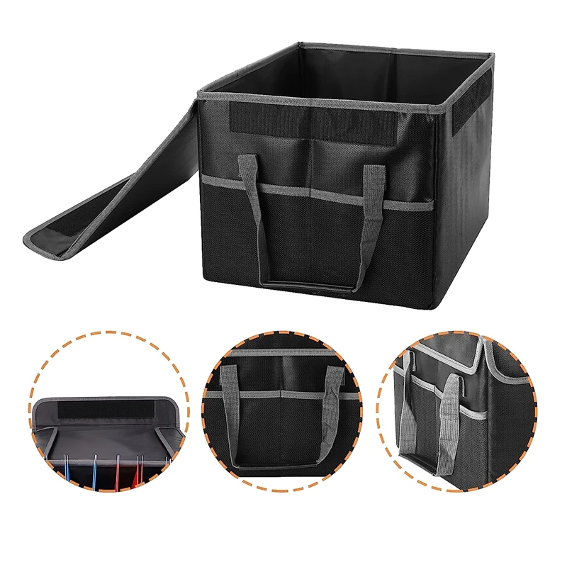 1 Piece Document Organizer File Box Waterproof Office Storage & Organization Portable Safe File Collapsible With Lid Black