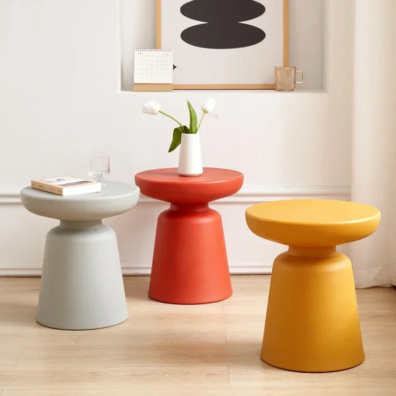 Mushroom Stool Side Table Wabi Sabi Style Plastic Round Accent Table for Sofa Corner Balcony Soft Furnishing Decor