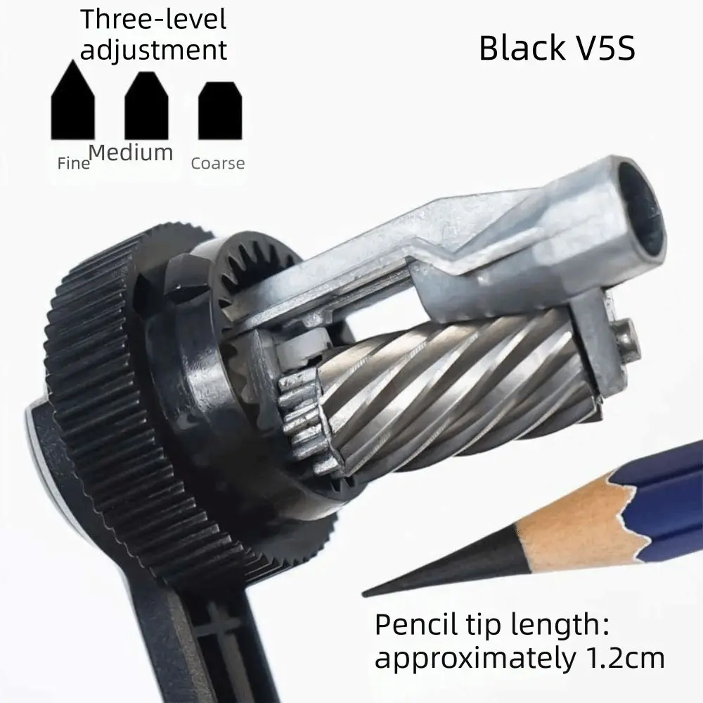 Transparent/Black Pencil Sharpener Long Point Art Designer Hand Crank Pencil Sharpener Educational Adjustable Pen Sharpener