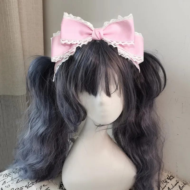 ロリータ-手作りのロリータヘッドバンド,大きな弓,手作りのヘアアクセサリー