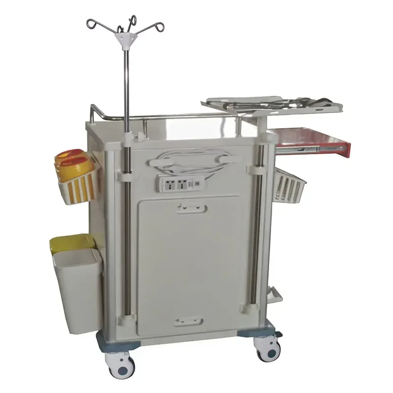 MK-C01B High Quality Medical Metal Emergency Crash Cart Critical Care Trolley With 5 Drawers