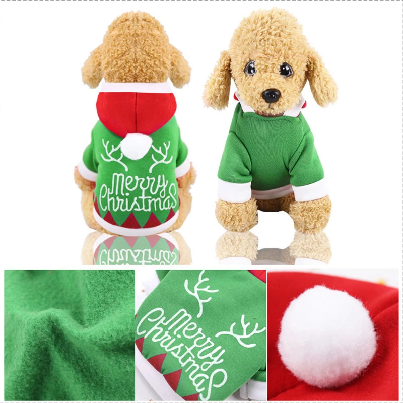 Pet Clothes Warm Coat Cute Pet Dog Cat Hoodie Puppy Jumpsuit Vest Costume Cut Cotton Shirt Christmas Santa Gift