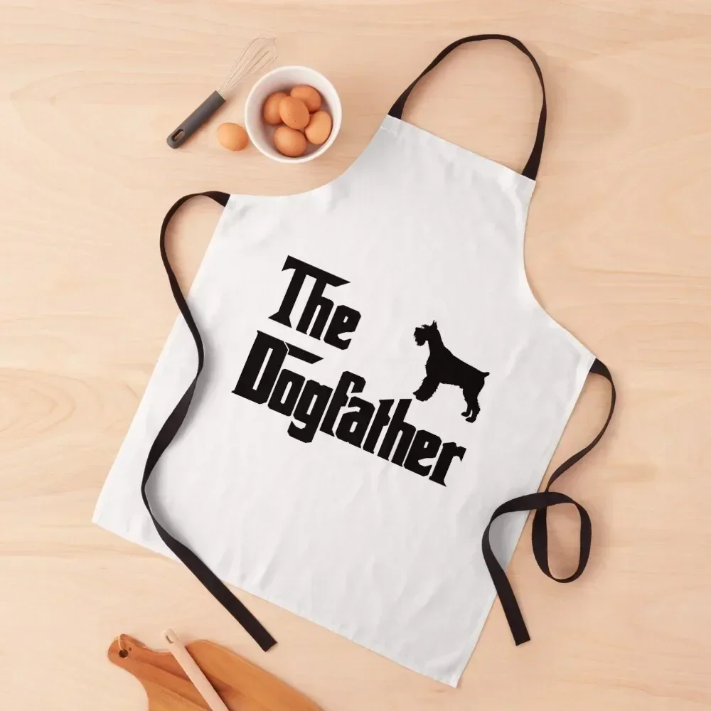 The Dogfather Miniature schnauzer Funny Fun Cool Dog Owner Shirt, Cool Miniature schnauzer Dad owner Lovers Dog Father, Mi Apron