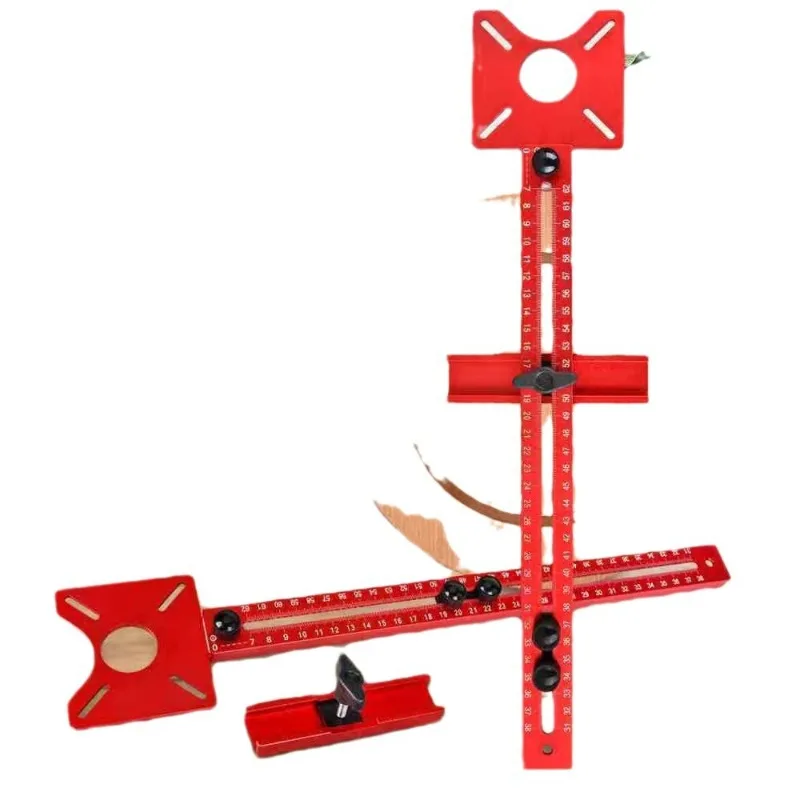 400MM Profile Woodworking Straight Edge Trimming  Milling Device Positioning Ruler Round Hole Slotting Positioner with Backer