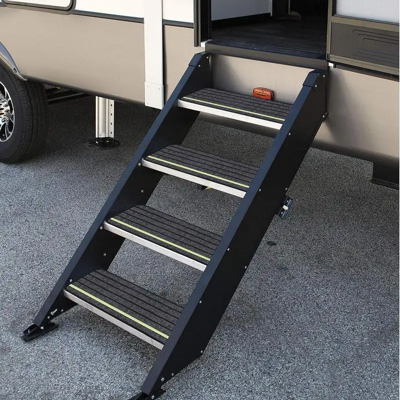 RV Step Rug Self-Adhesive Non-Slip RV Stair Treads Carpet Pad With Reflective Strips Dustproof Campers Stairs Cushion Accessory