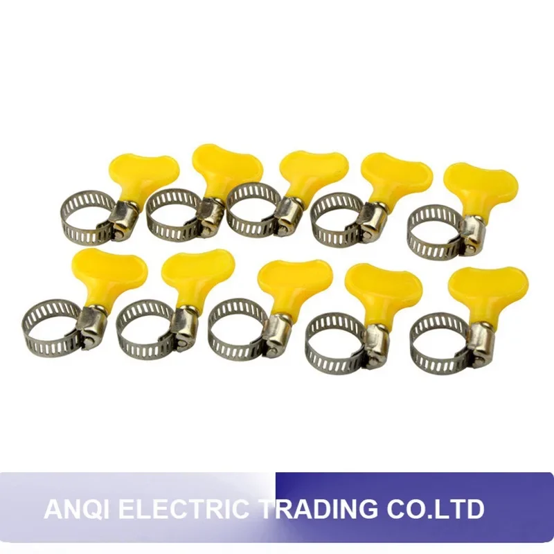 

50pcs 8-12mm/10-16mm/13-19mm/16-25mm/19-29mm American Type Hose Clamps with handle, 304 Stainless steel hose Hoop Pipe Clips