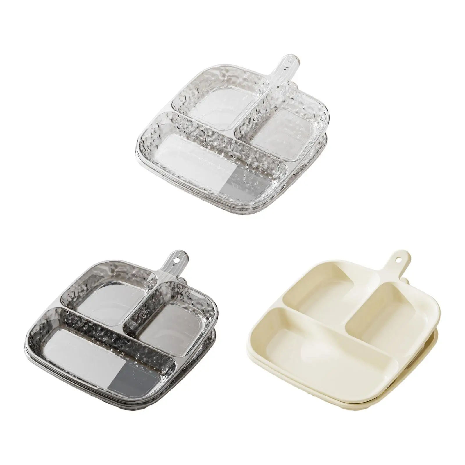

2Pcs Divided Dinner Plates with 3 Compartments with Handle Partitioned Plates for Kitchen Meal Prep Vegetable Fruit Snack
