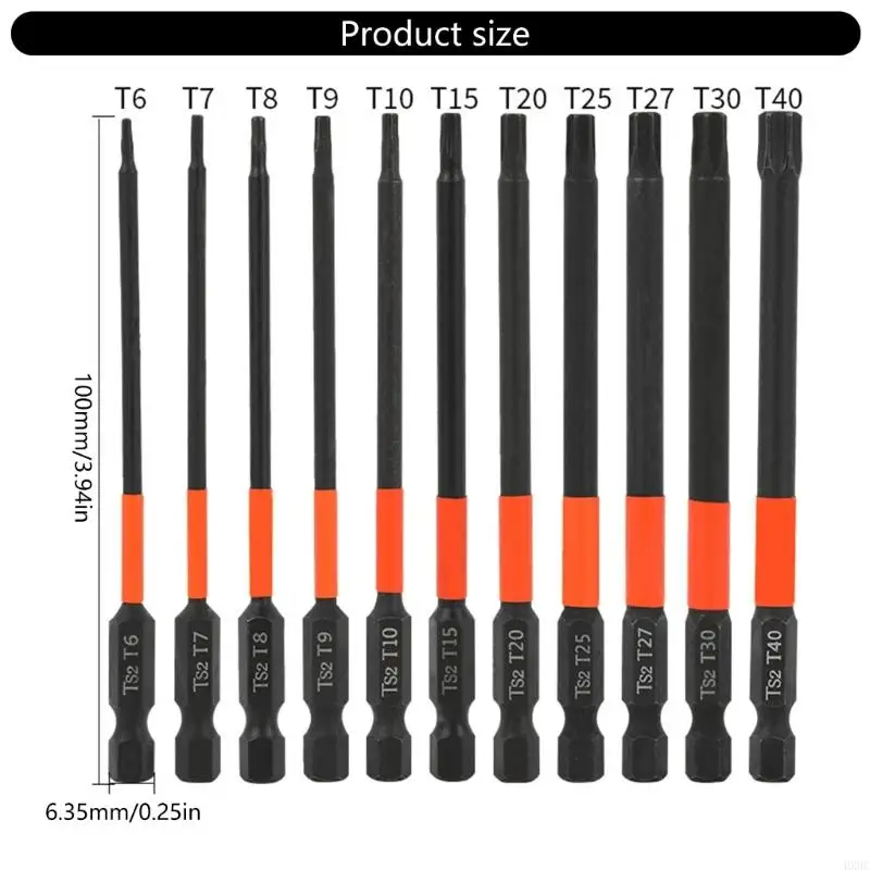 HX6C 11PCS T 10からT40ドライバービットセット磁気星ドリバービット家具アセンブリなどのための100mmスチールセット
