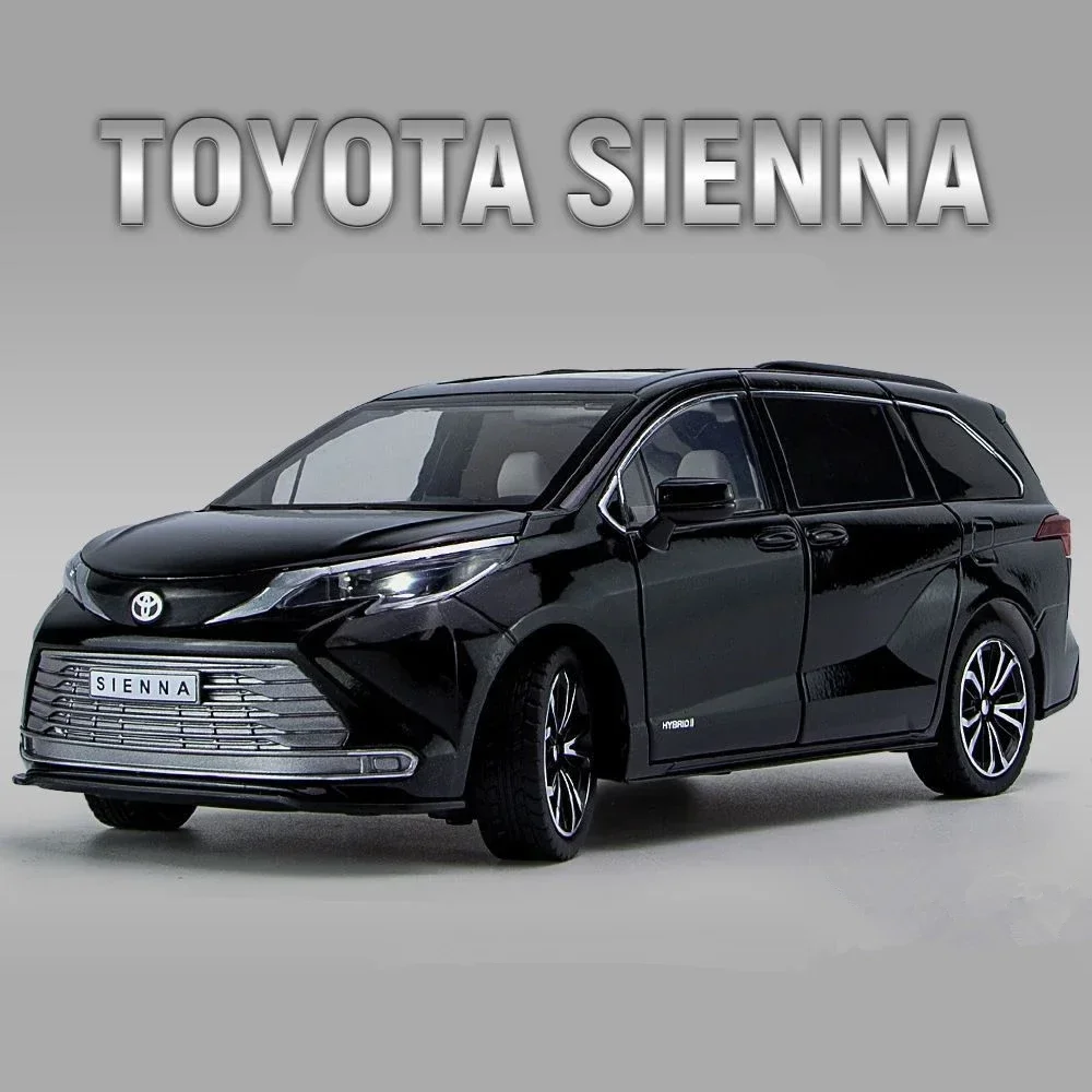 

1:24 для Toyota Sienna, модель автомобиля из сплава MPV, литый под давлением, модель автомобиля со звуком и искусственными элементами, коллекция подарков