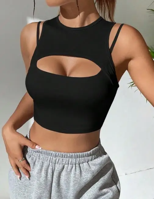 Letnia Nowa Damska Wąska Koszulka Bez Rękawów Trend Uliczny T-Shirt Damski Codzienna Odzież 2026 Moda Damska Seksowne Wyszczuplające Top Tank