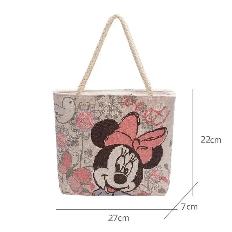 Disney-Bolsa de um ombro com zíper, Minnie Mouse, pato Margarida, retro, pastoral, estilo princesa, elegante, bolsa versátil, presente