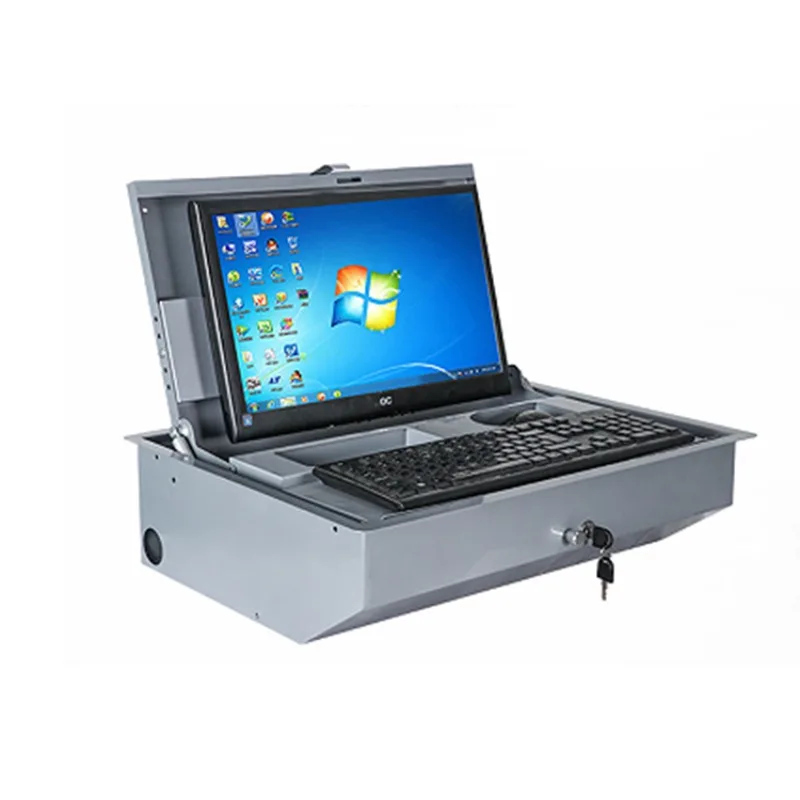 Universe Grocery Store Manual Flipper LCD Computer Desk Multimedia Audio-visual Education Desk with Lock