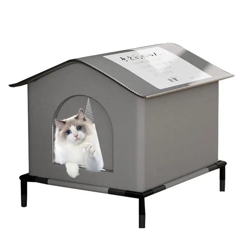 Waterproof Cat House Outdoor Feral Cat Houses Enclosed Pet Tent Insulated Cat House Elevated Pet House Waterproof For Outside