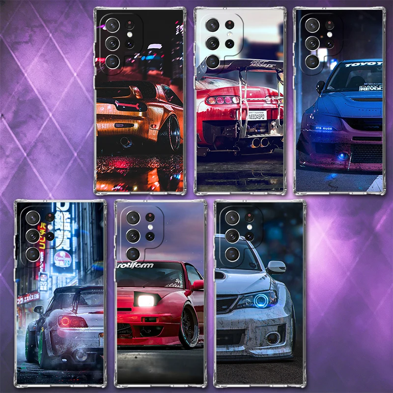Japan JDM Sports Cars Theme Soft Phone Case For Samsung Galaxy S26 S25 Edge S24 S23 Ultra S21 S20 FE S22 Plus + Pattern Back Cov