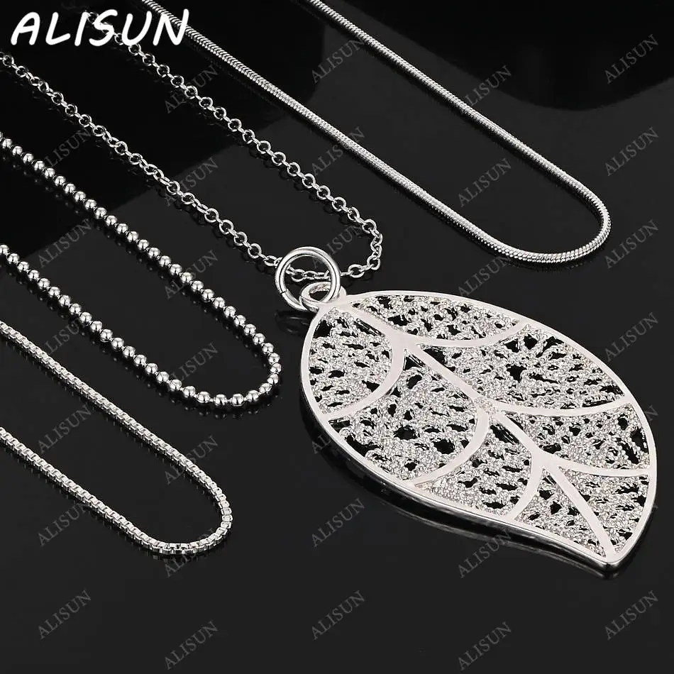

ALISUN 40-75 см стерлингового серебра 925 пробы дизайн кулон в виде листа ожерелье для женщин и мужчин очаровательный тренд подарки на день рождения модная вечеринка