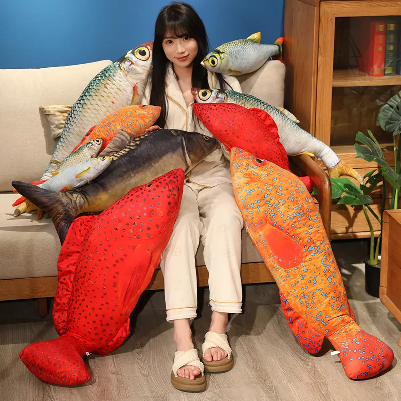 

Simulation Fish Big Size Plush Toy Trimeresurus Red Sea Bream Coraline Pseudorasbora parva Red Tail Fish Lifelike Pillow Gifts