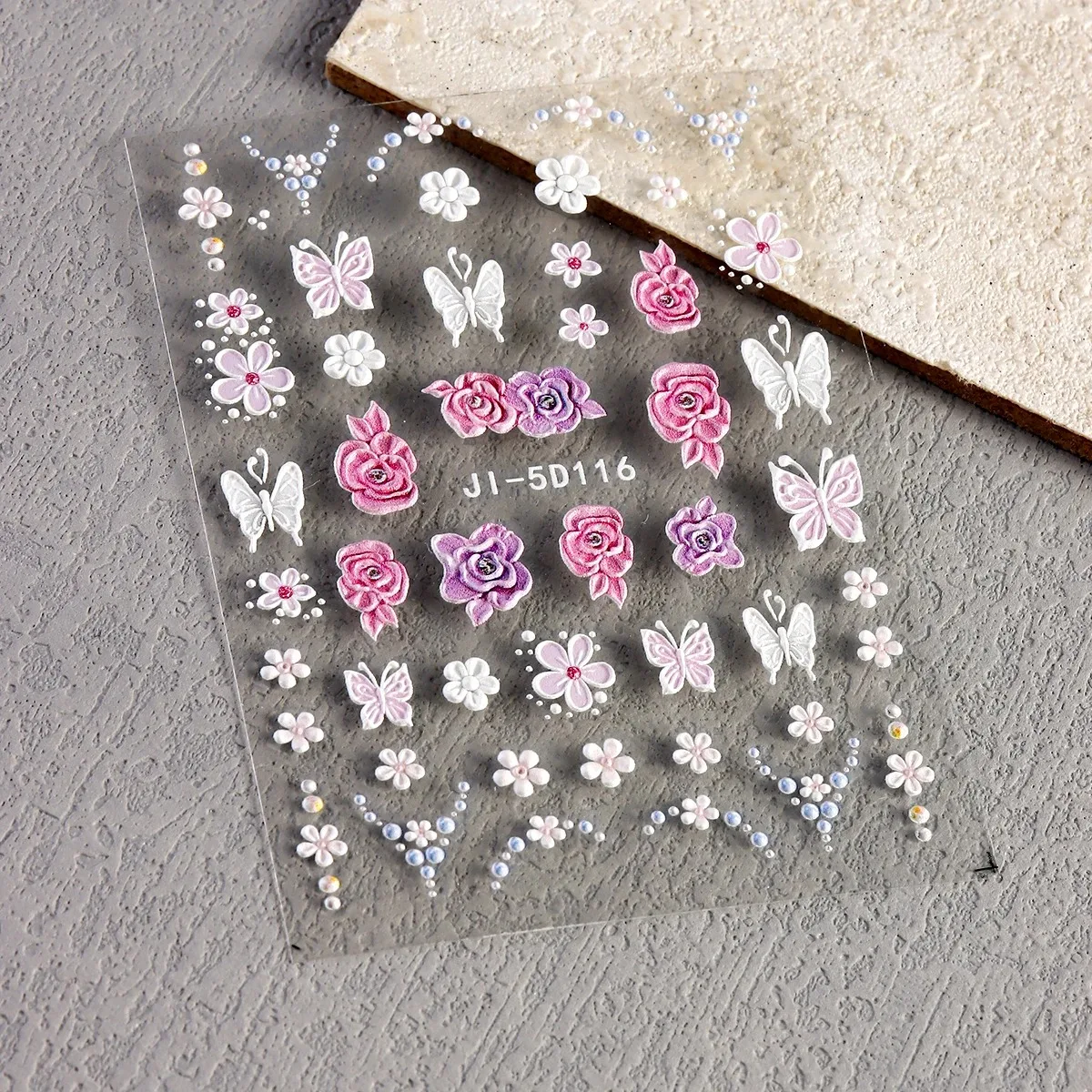 Spring Colorful Flower Nail Art Stickers Blue Pink 5D Relief Butterfly Japanese Nail Parts Manicure Charms Accessory