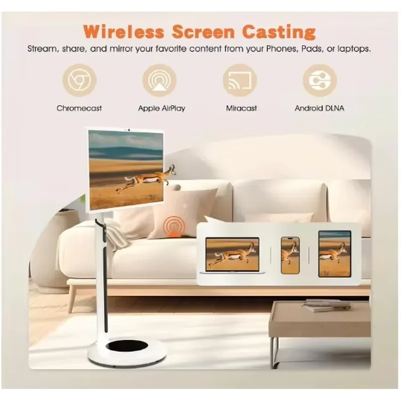 32 Inch Portable Smart Monitor Full Motion Stand Wireless Display for Streaming Gaming Work Home Office Multi Purpose Use